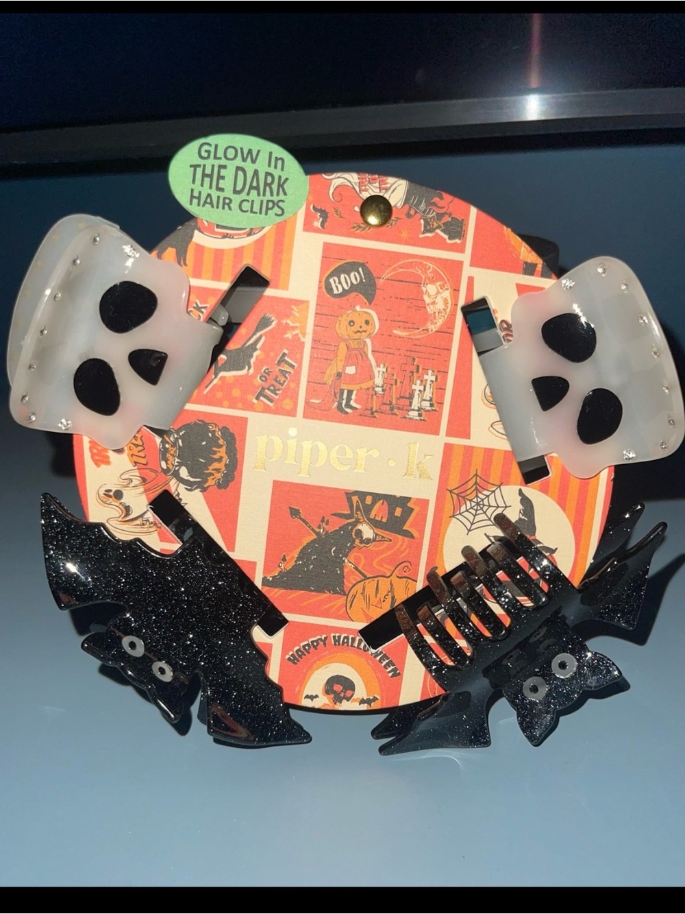 Piper Halloween Hair Clip Set - White & Black